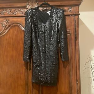 Leith stretch black sequin dress